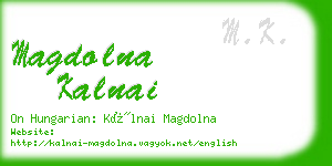 magdolna kalnai business card